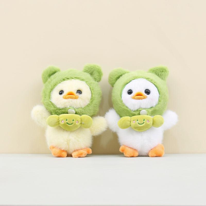Charming Emotion Candy Duck Plush Toy With Frog Hat White And Yellow