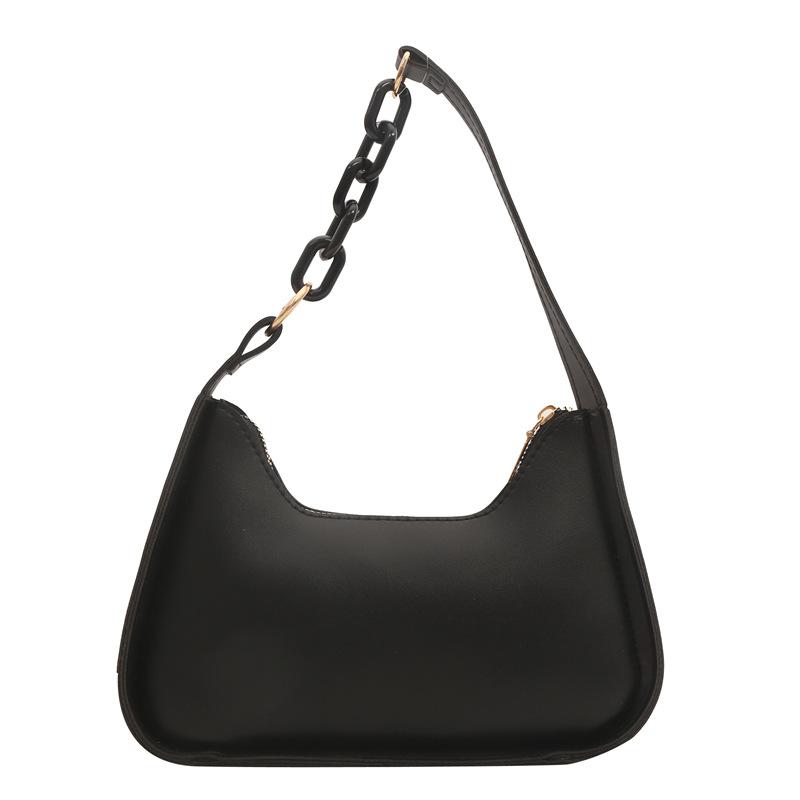 Simple 2025 New Solid Color Small Fresh Fashionable Popular Commuter Retro Chain Single Shoulder Portable Underarm Women's Bag