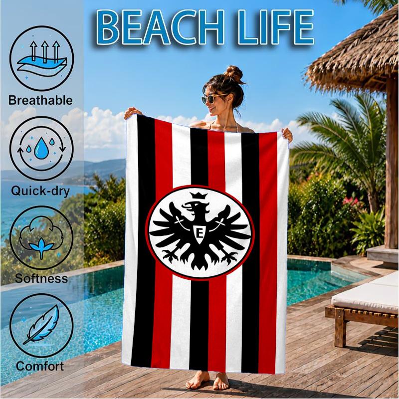 Eintracht Frankfurt Crest Beach Towel, Quick-drying, Easy To Care For, Suitable for Both Fitness and Beach Vacations,Sports Essential