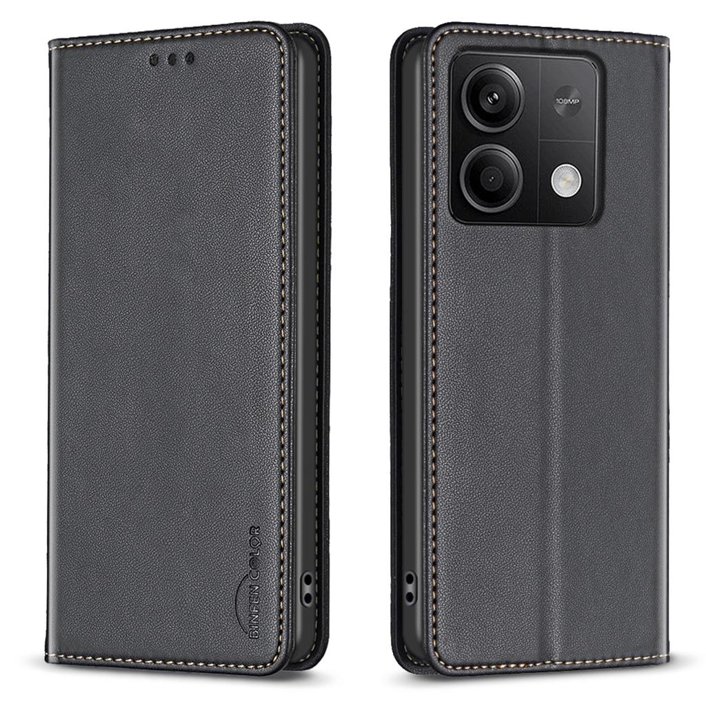 BINFEN COLOR BF18 For Xiaomi Redmi Note 13 5G Leather Cover Magnetic Closure Flip Phone Case