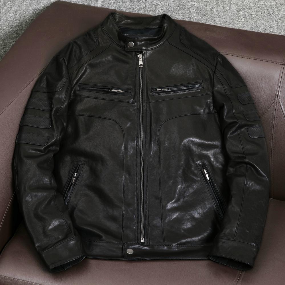 

Новая мужская куртка-косуха из натуральной кожи ягненка, короткая, со стойкой, модная, трендовая верхняя одежда 4XL