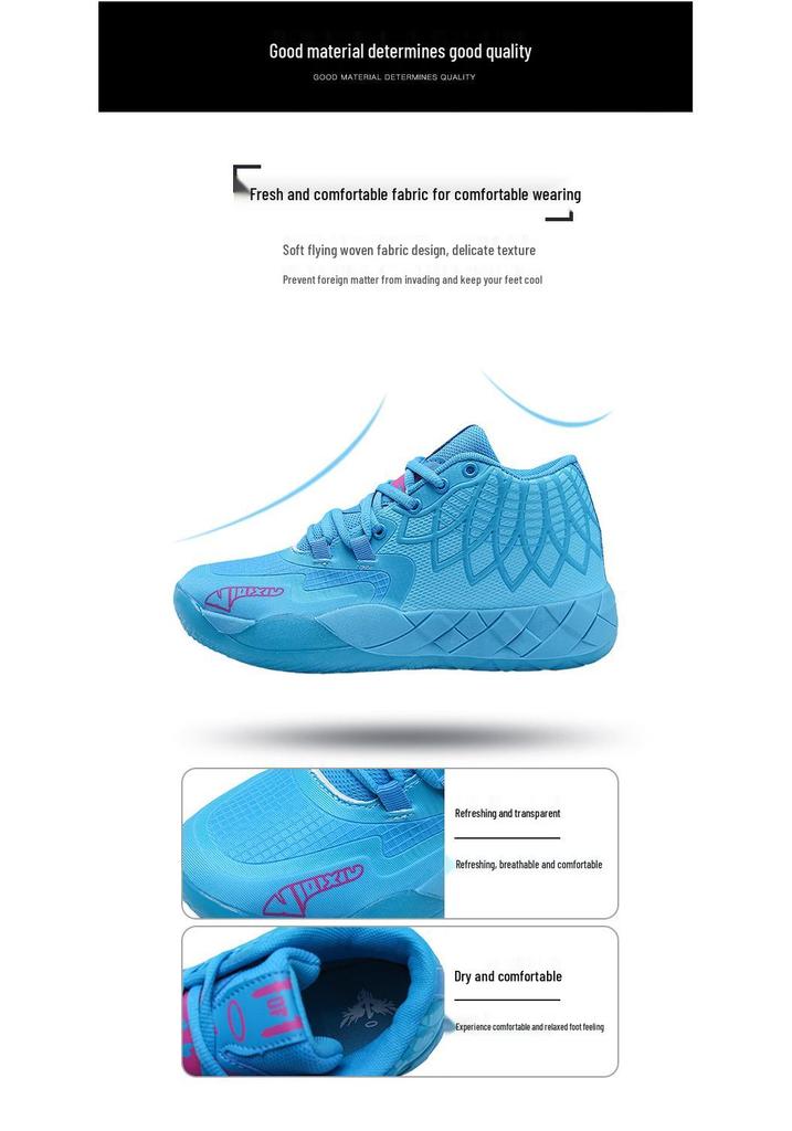 Zapatillas de Baloncesto Versátiles de Caña Alta: Moda, Resistente al Desgaste, Absorbe Impactos, Colores Combinados.