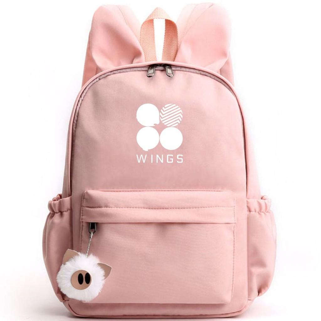 Bunny Kpop Bts Rabbit Ears Backpack Girls School Bags V With Piggy Pendant Plush