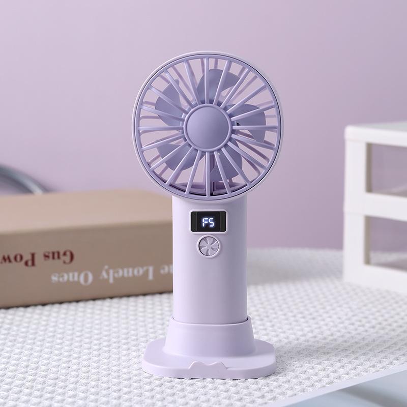 Schreibtisch-Handventilator, USB-Ladeversion, Kleiner Ventilator mit Digitalanzeige, Tragbarer Handyhalter, Stehender Kleiner Ventilator
