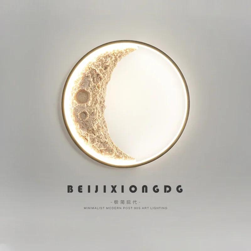 Luxury Retro Moon Aluminum Resin Led Wall Lamps Living Room Home Decor Indoor Outdoor Lighting Villa Foyer Wall Sconce Bedroom