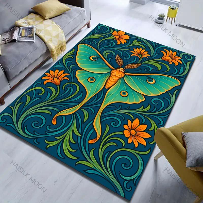 6 Stil Südostasiatischer Stil Tier Muster Teppich für Wohnzimmer Schlafzimmer Sofa Heimdekoration Rutschfeste Bodenmatte Große Größe