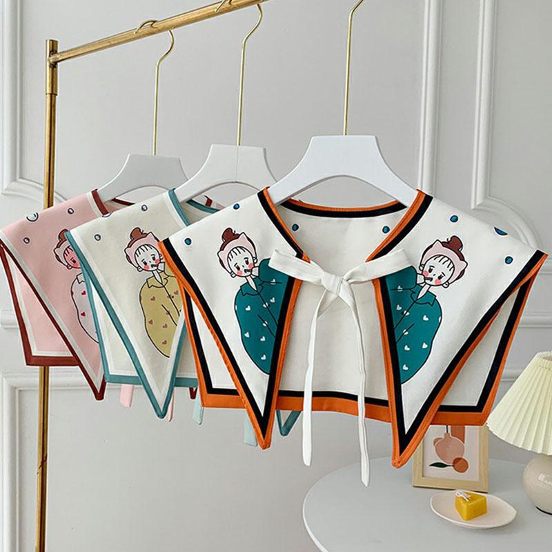 Perfect Match Printed Shawl Fake Collar Women Detachable Collars Big Lapel False Collar Shirt Thin Shawl Kragen Sahte Yaka Kraagje Nep Dames