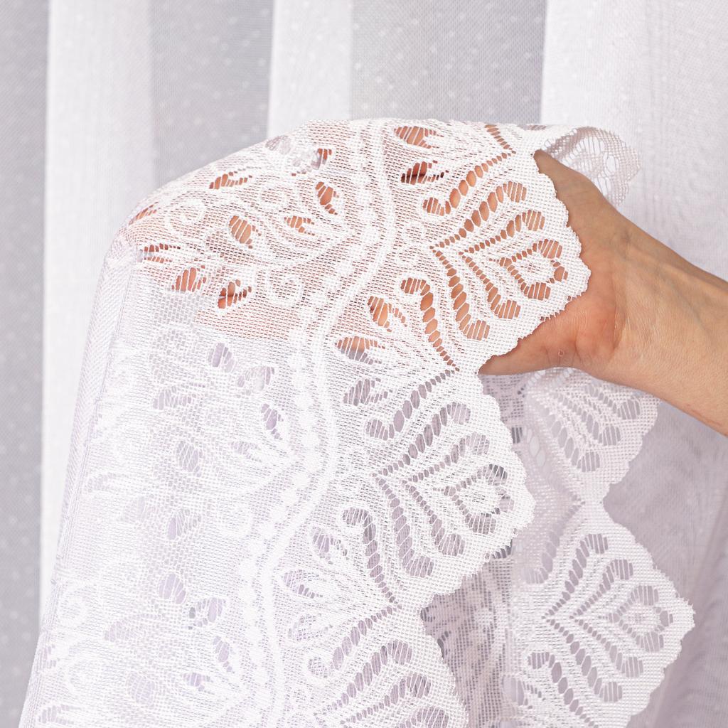 Jagoda - Ready-made Jacquard Curtain with Straight Hem - - White