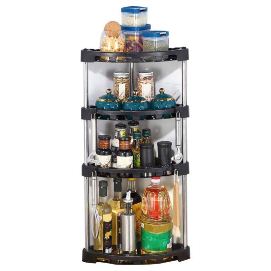 1 set Köksförvaringshylla i rostfritt stål Kökshörn Förvaringsorganisator Löstagbar hylla Hemförsörjning