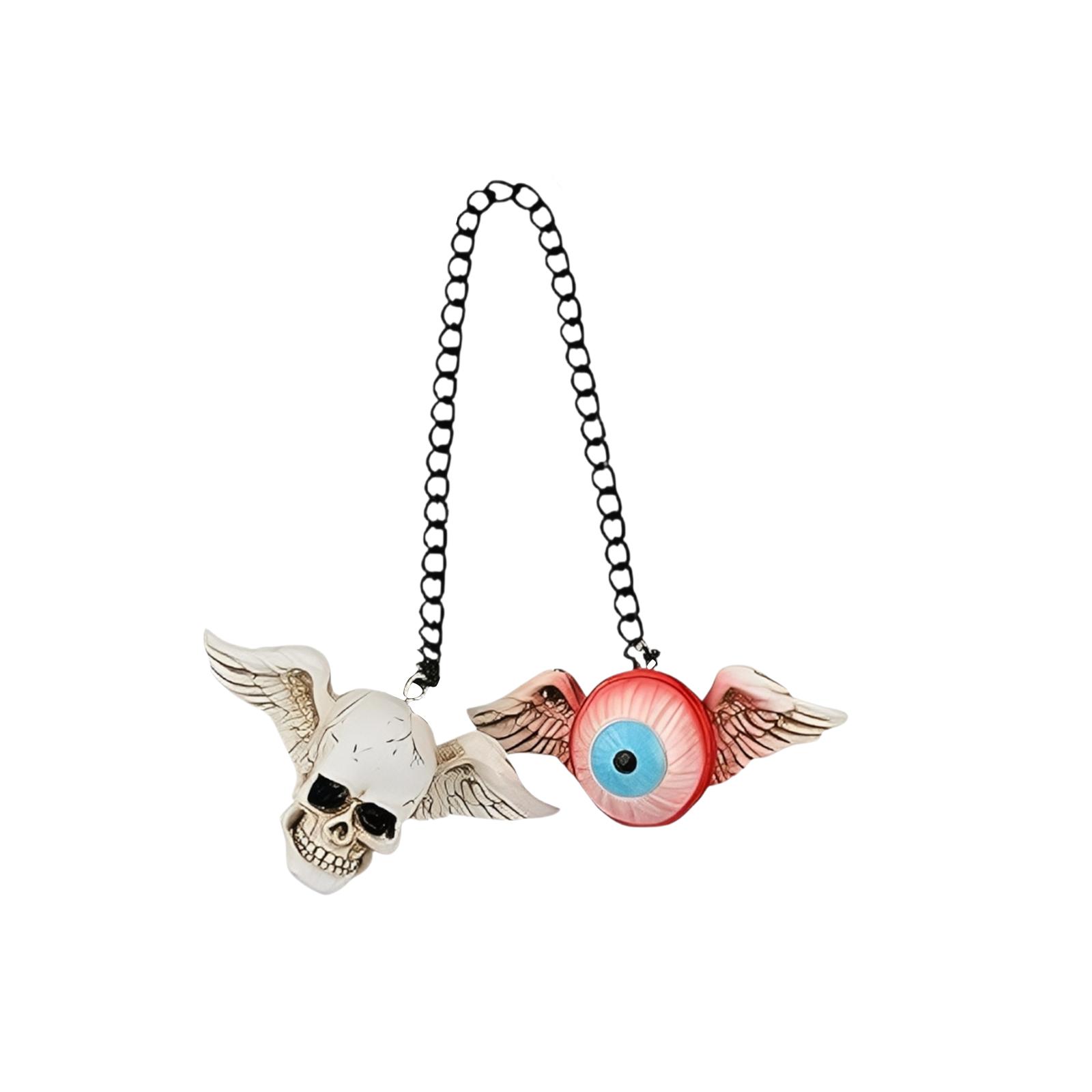 

Unique Style Rearview Mirror Accessories Car Ornaments Skulls Eyeball Gothic Decoration Fun Halloween Decoration One Size