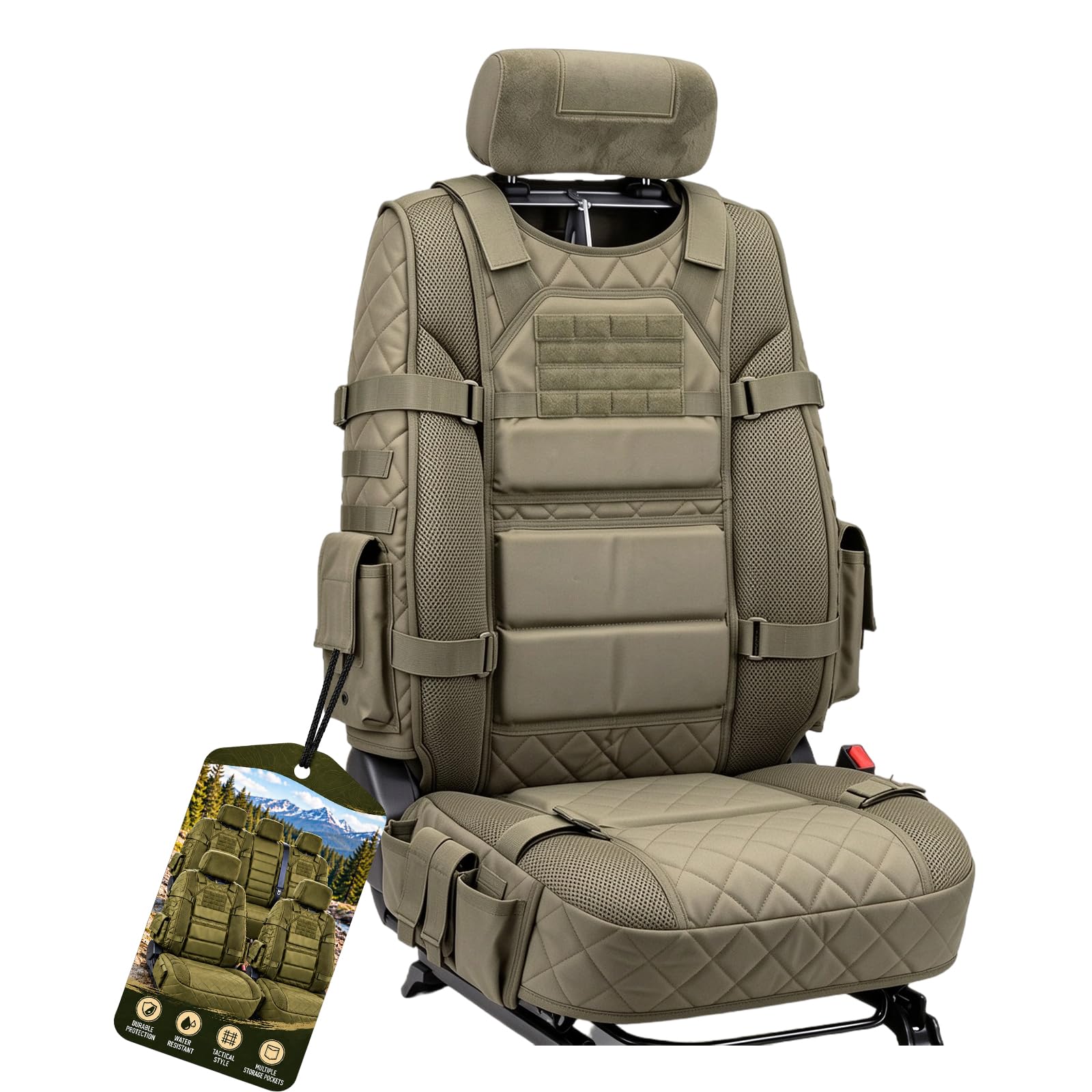 Housses de siège tactiques pour camions, Protections de siège auto style militaire Pack of 1 gray