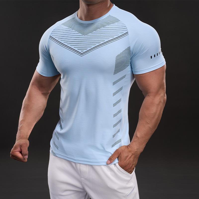 Summer New American Style Casual Short-sleeved T-shirt Fashionable Sports Slim Elastic Fitness Outdoor T-shirt