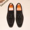 Fashion High Quality Tassels Loafers New Men's Pointed Suede Leather Shoes Male Designer Formal Wedding Prom Dress Homecoming Footwear
