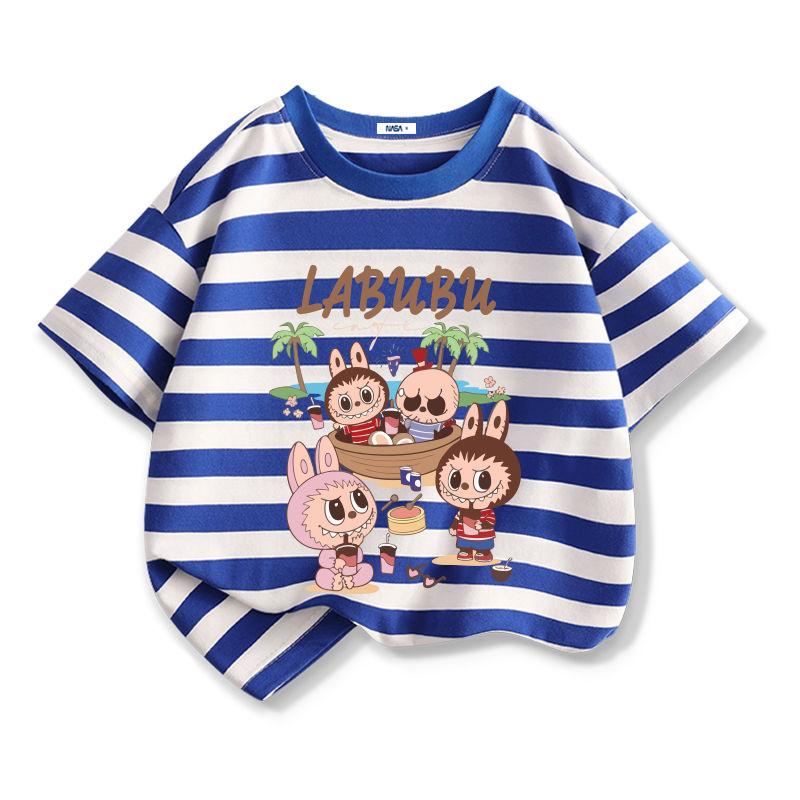 LABUBU Cartoon Anime Print Kids T-Shirt Summer Short Sleeve Tee Girl Boy T-Shirt Child Tops