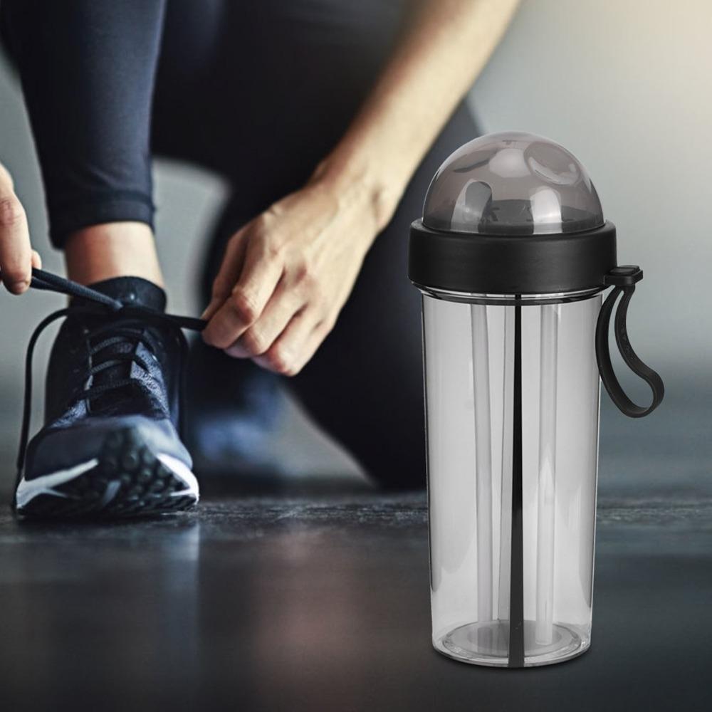 

Dual Mouth Dual Drink Cup With Tubes Large Capacity Cup Smooth Surface Sport Tumbler Couple Gift чорний