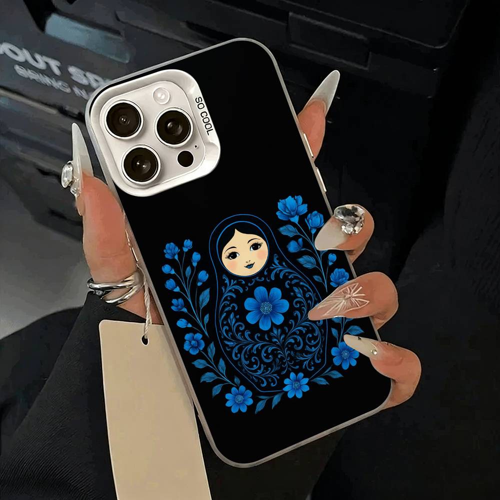 Russian -Dolls- Matryoshka Phone Case For iPhone 17,16,15,14,13,12,11 Plus,Pro Max,XS,white Silver Phone Case