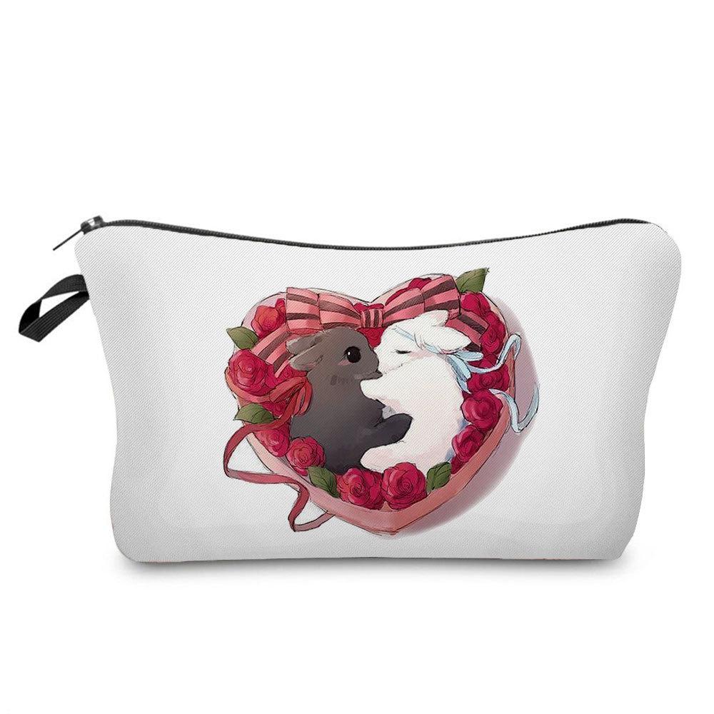 Women Rabbit Print Cosmetic Bag Toiletries Organize Travel Storage Case  6412 KTB