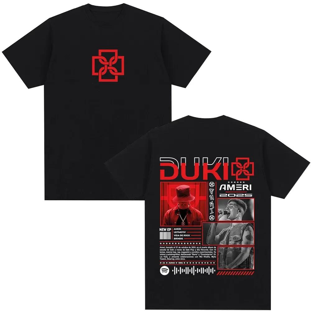 Rapper Duki Ameri World Tour Merch T Shirts Unisexs Wounisex Fashion Hip Hop Vintage Tshirt Cotton Casual Short Sleeve Tshirts Blac
