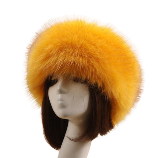 Women Hat Solid Color Faux Fur Headwear Brimless Empty Top Hat for Skiing