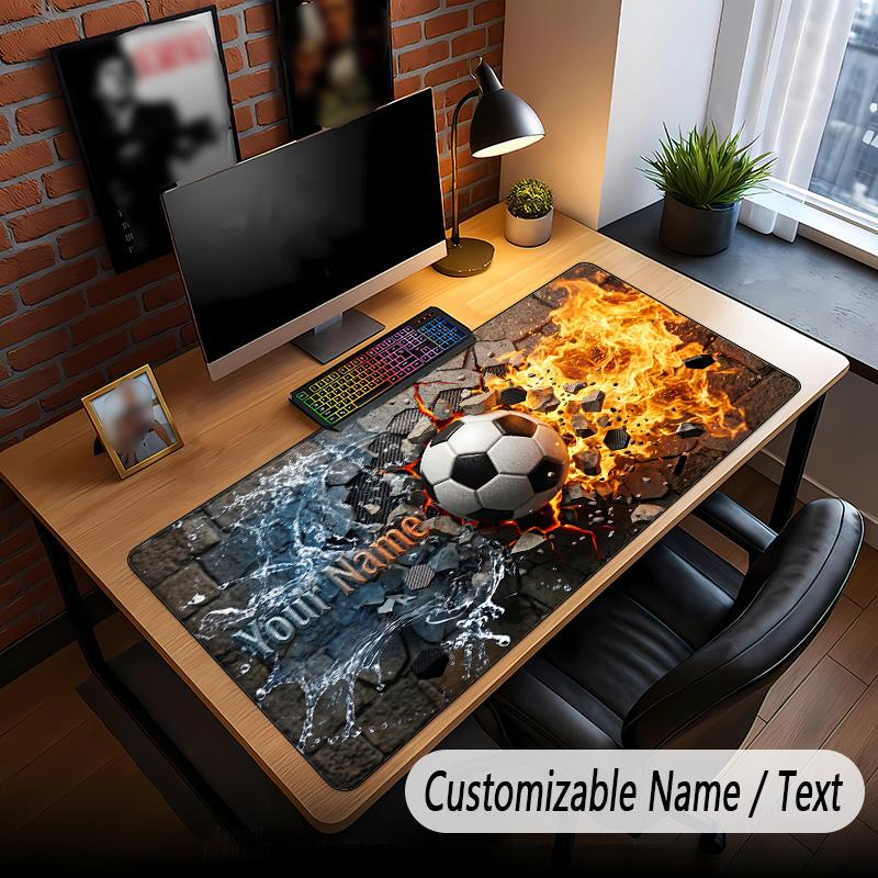 Soccer Theme Custom Mouse Pad Personalized With Name Text Customized Desk Mat For Office Home Decor