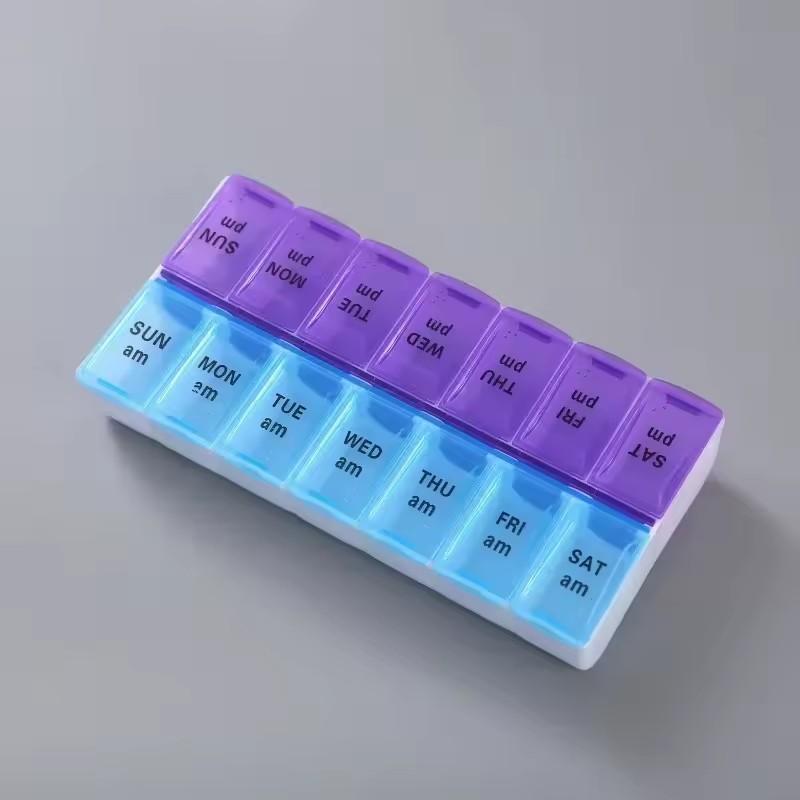

Weekly 14 Grids 7 Days Pill Box Portable Travel Cases Organizer Pill Container Storage Tablets Vitamin Medicine Box