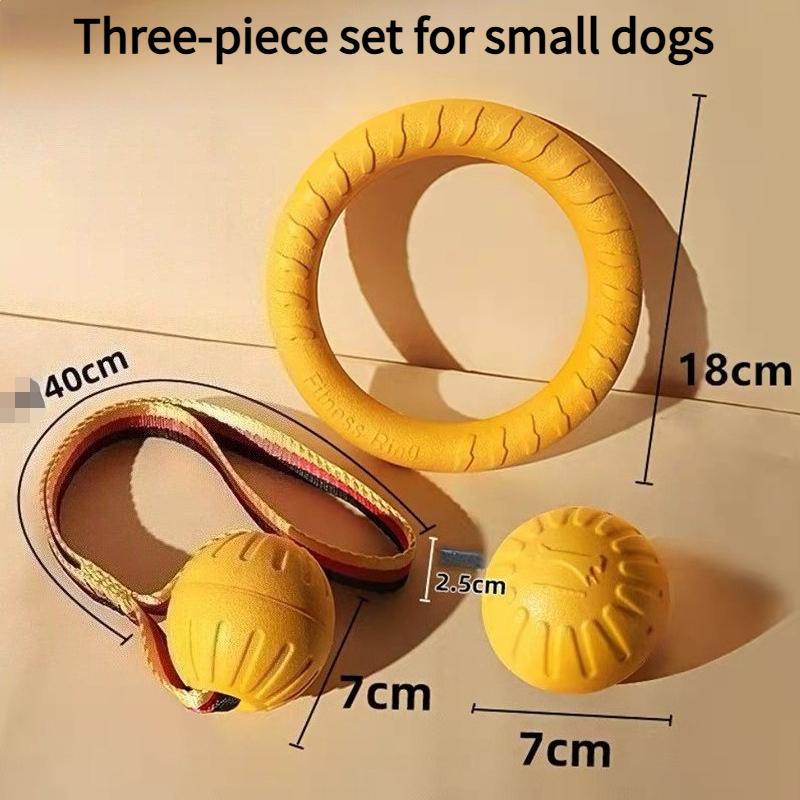 

3PCS EVA pet toy, large dog interactive pull ring dog floating frisbee dog bite-resistant molar ball