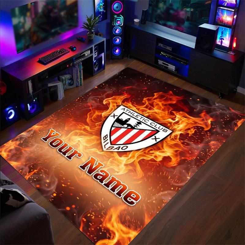 Crystal Velvet Rug Athletic Bilbao FC Print Custom Name Text Floor Mat Home Decor