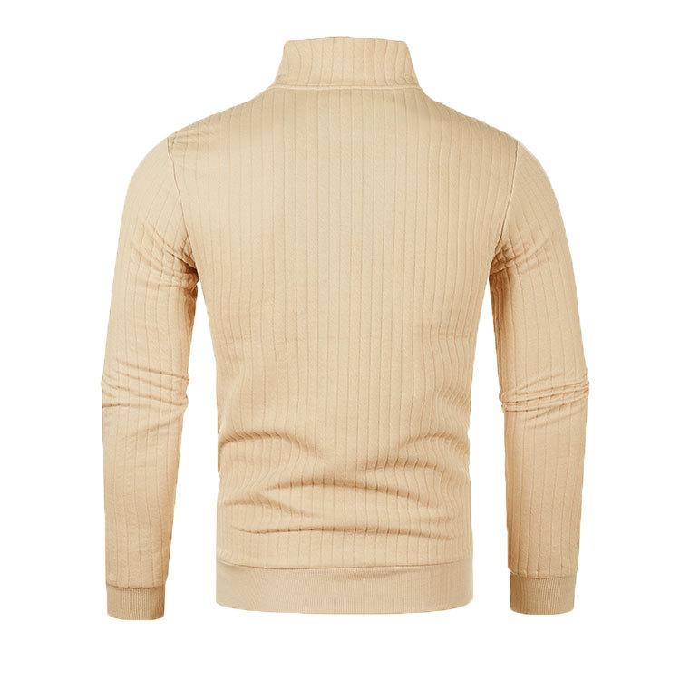 Spring and Autumn Men's Half High Collar Zipper Knitted Sweater Loose Sweater Casual Long Sleeve Knitted Sweater