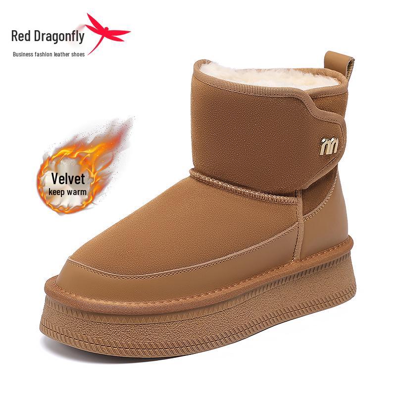 Red Dragonfly 2024 Women s Snow Boots - Winter Velvet Lined, Thick Fur, Short Cotton Style 39