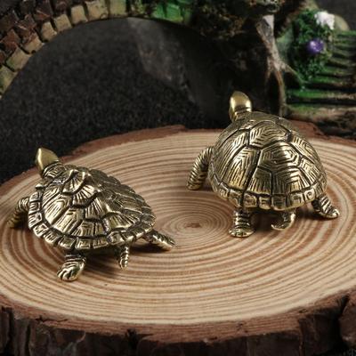 Ornament Antic din Cupru Masiv cu Broască Țestoasă din Alamă Aducător de Bogăție Siguranță Longevitate Organism Marin Animal Figurine Metalice Suvenir