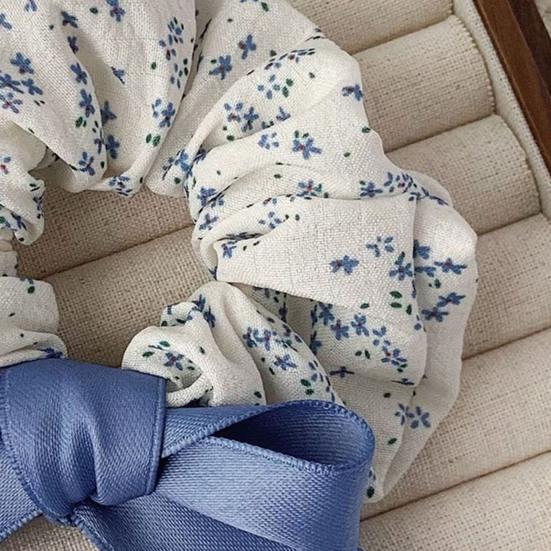 Hair Rope Fluffy Hair Volume Booster Widened Pleated Design Satin Bow Ribbon Hair Tie Pastoral Style Hair Accessory