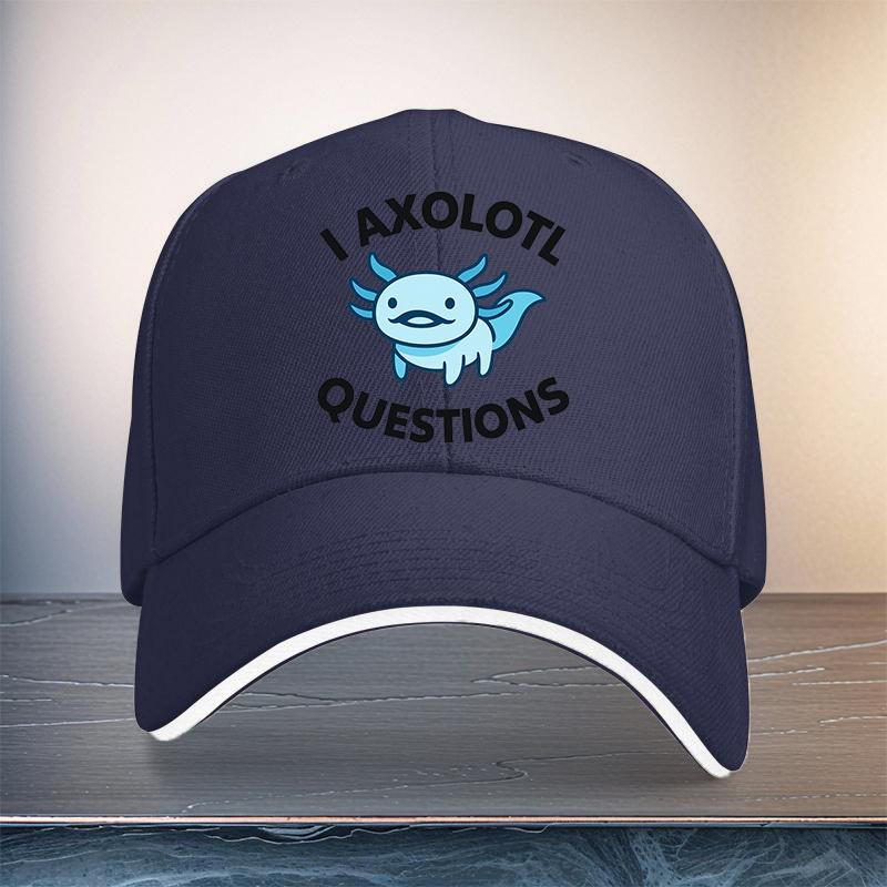 Axolotl Questions Cartoon Animal Baseball Cap Polyester Adjustable Casual Unisex Adult Hat