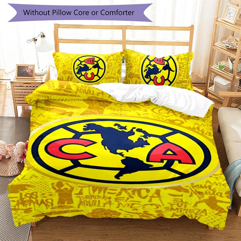 Club América 3pcs Bedding Set Duvet Cover Closure Includes 1 Duvet Cover & 2 Pillowcases for All Seasons Bedroom Home Dorm Decor