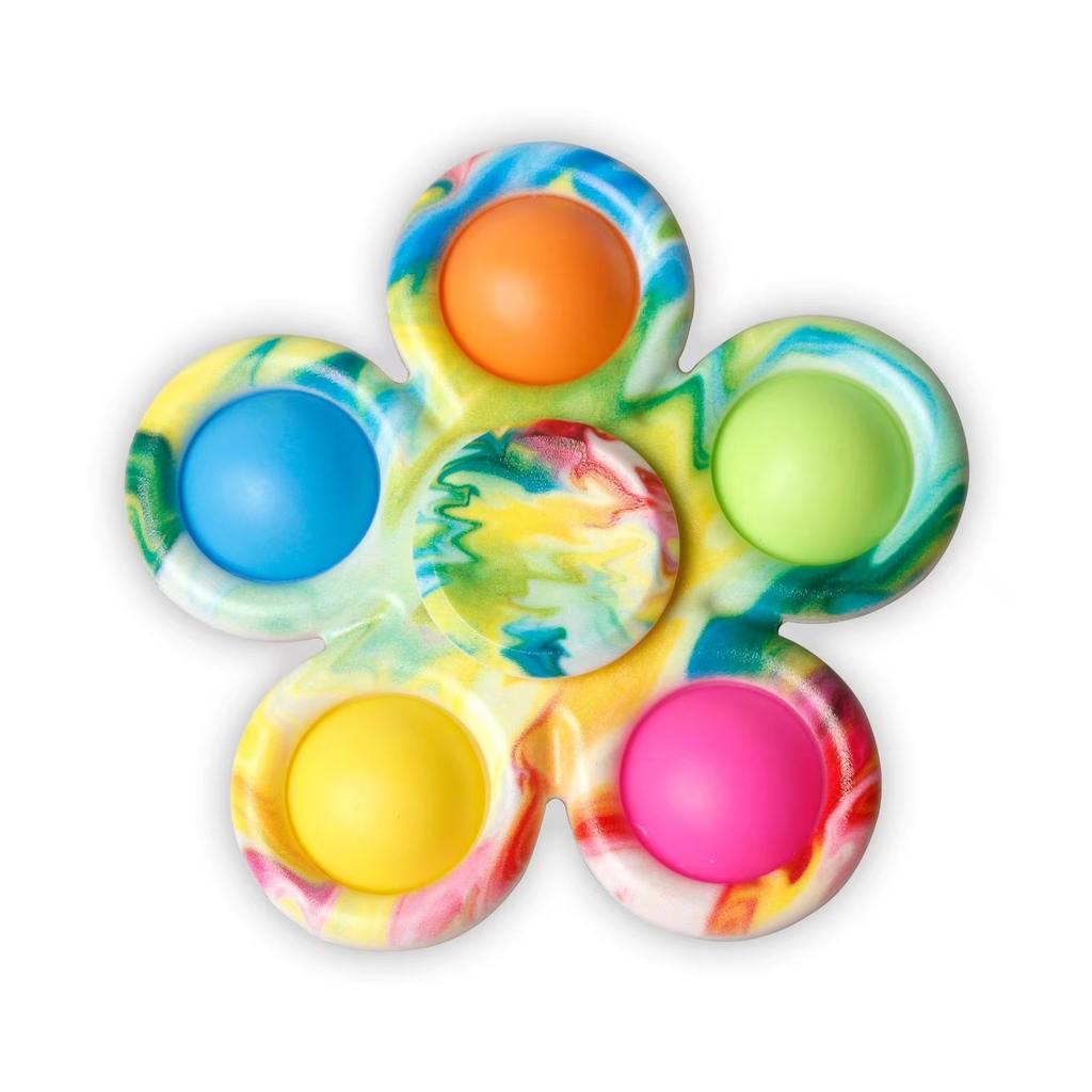 Non-Toxic Fidget Spinner Sensory Pops Finger Toys Tie Dye Simple Push Bubble Hand Spinner For Adhd Autism Anxiety Stress Relief Gifs