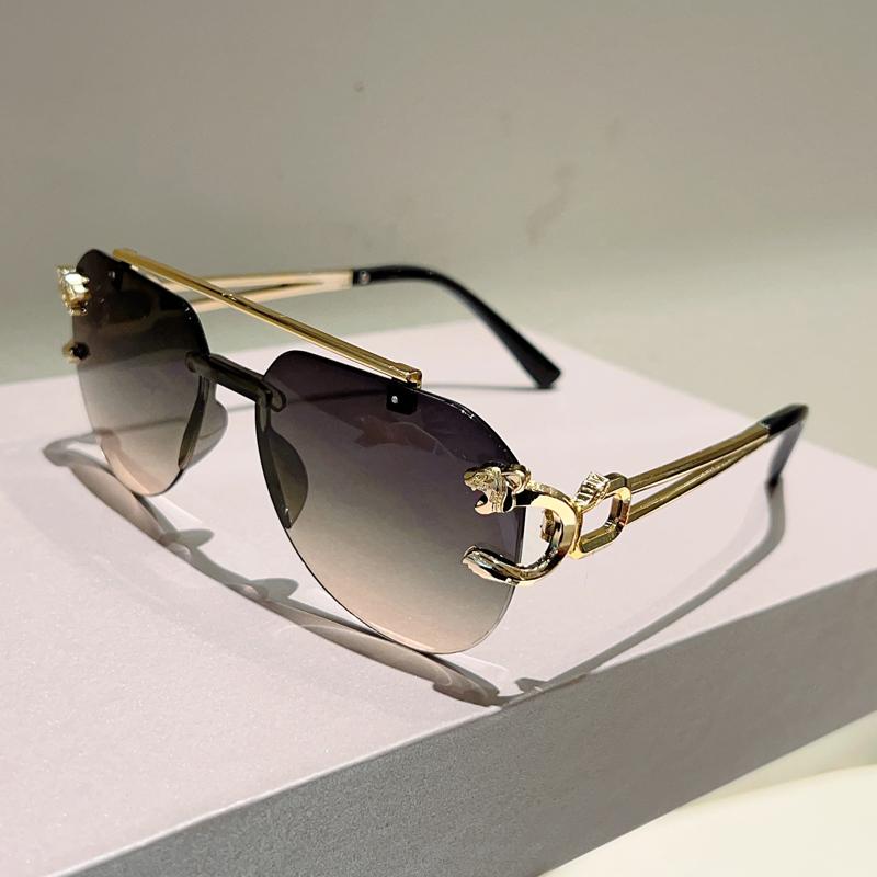 Rimless Pilot Sunglasses Men Fashion Vintage Gradient Casual Shades Women Trendy Brand Design Outdoor Decor Sun Glasses