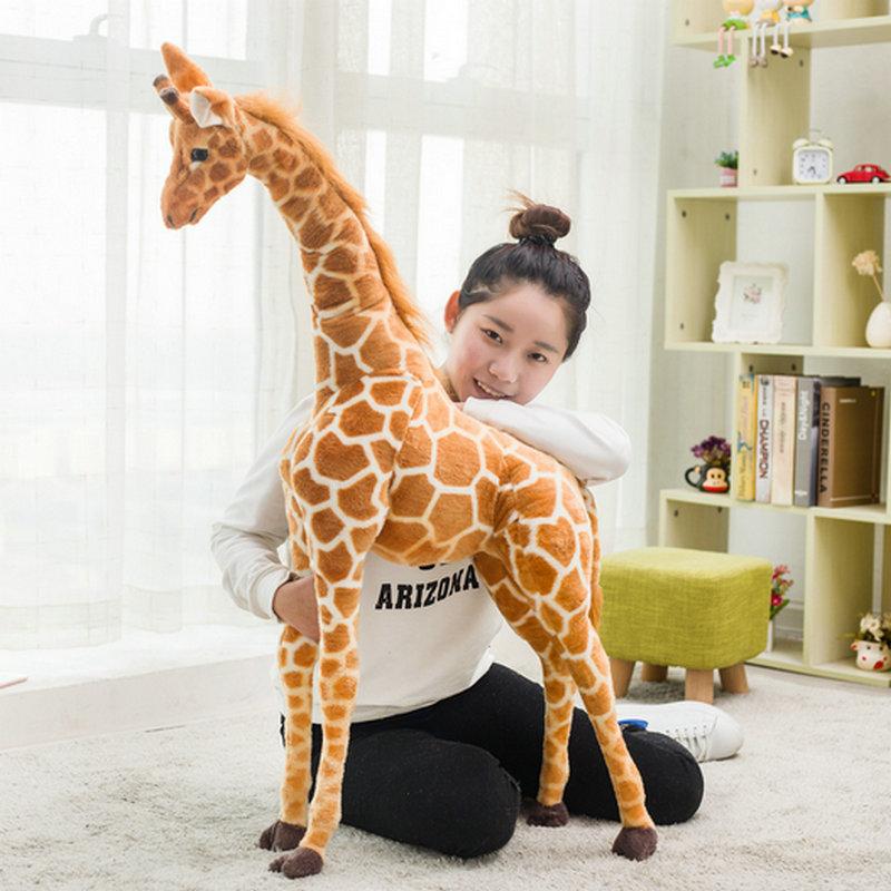 New 50-120cm Giant Real Life Giraffe Plush Toys Cute Stuffed Deer Dolls Soft Animal Pillow Cushion Birthday Gift Boy Girl