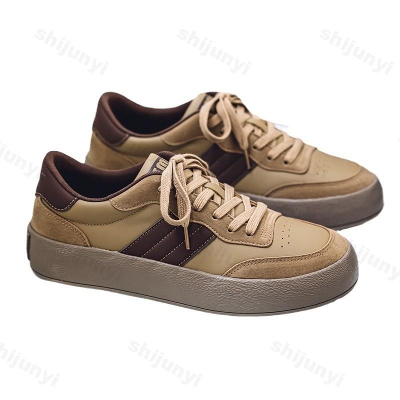 Fashion 2025 New Men Suede Low Top Shoes Fashion Sports Casual Lace-up Shoes Comfortable Lightweight Height Increasing Platform Sneakers
