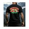 Men's Black Short Sleeve Crew Neck T-Shirt with German Beer King Graphic, Soft Cotton Blend, Casual Outdoor Wear for Hiking or Festival Vibes