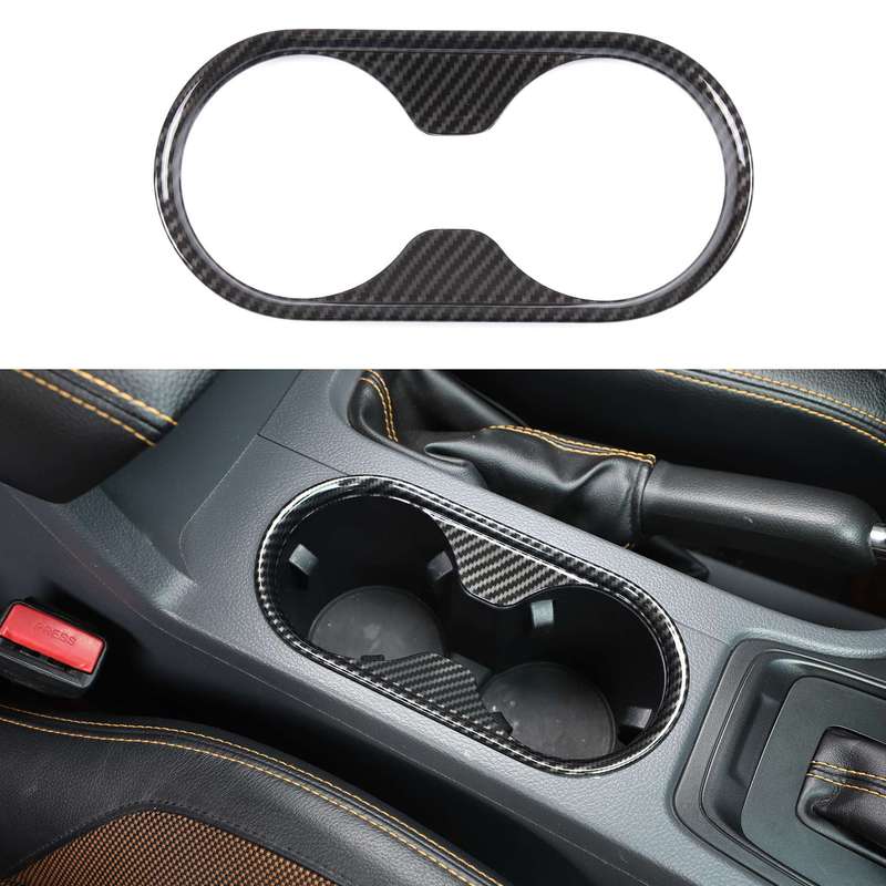 A87Q-Car Carbon Fiber ABS Gear Water Cup Frame Cover Trim for Ford Ranger 2015- Car Interior