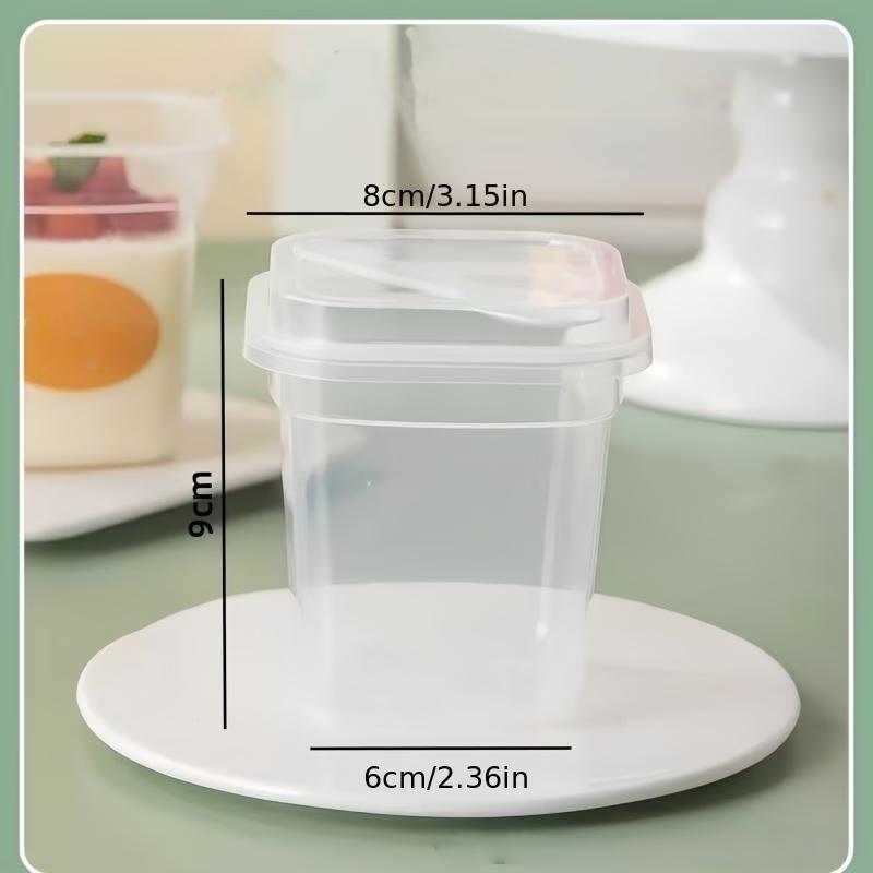 10pcs 250/280ml Round Pudding Cups Disposable Party Cups With Lids And Spoons Transparent Mousse Cake Boxes