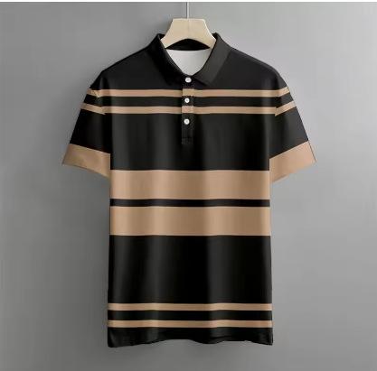 Summer Men's Polo Shirt Casual Short Sleeve Print Button Polo T-Shirt Loose Fashion Men's Gower