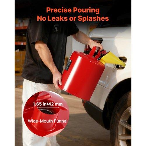 VEVOR Safety Gas Can, 19 L Type I Red Safety Can for Gasoline with Stainless Steel Flame Arrester, Self-Closing Lid, and PE Funnel