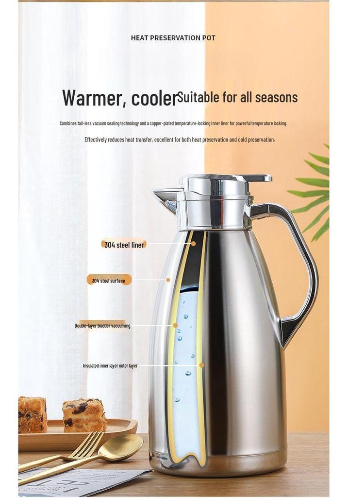 Stainless Steel Large Capacity Thermos for Home, Restaurant, or Hotel - Teapot and Hot Water Kettle