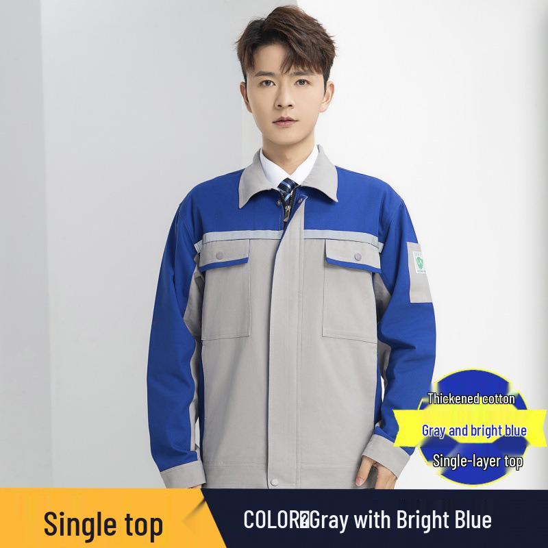 Men's Heavy-Duty Cotton Workwear Set - Long Sleeve, Wear-Resistant, Ideal for Auto Repair and Workshop Use