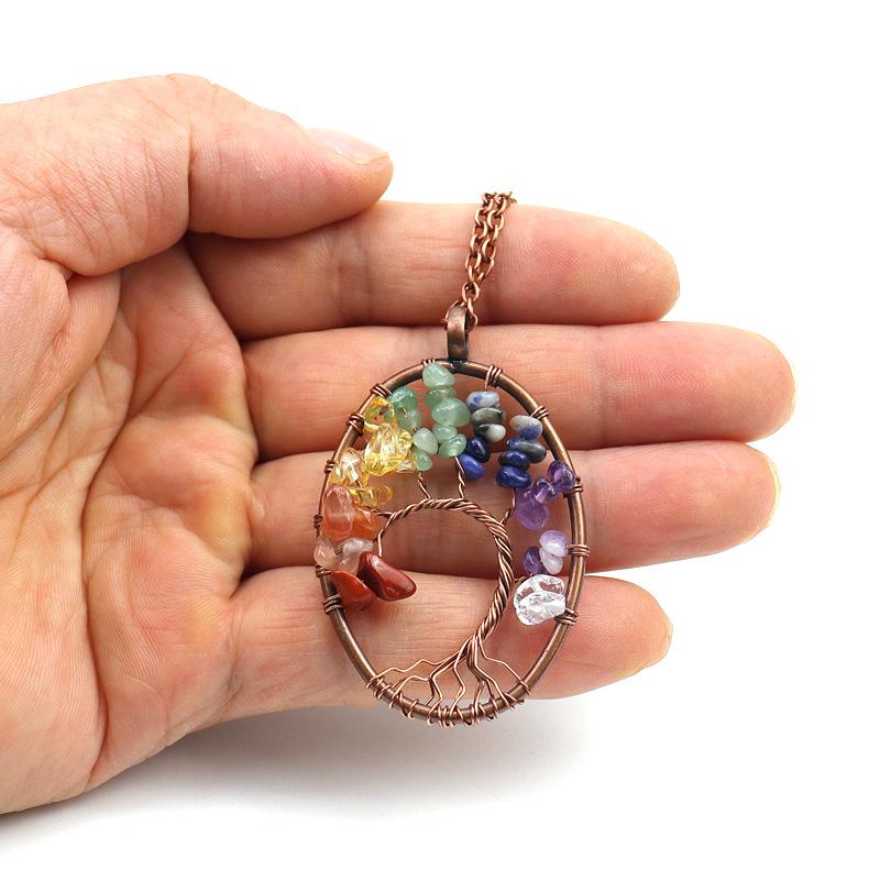 Vintage Hand-Wound Natural Gravel Crystal Curved Curved Tree Of Life Necklace Women'S Necklace N21 Pendant