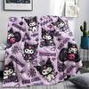 1PC Kuromi Print Flannel Blanket, High quality All Seasons, Home Decor, Warmth and Comfort, Perfect for Christmas Gifts