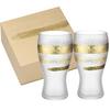 ADERIA Premium Nippon Taste Gold Ichimoji Beer Glass Pair Set, 380ml, Made In Japan, Gift Boxed (S6294) - Stylish Craft Gift for Women, Mother's Day,