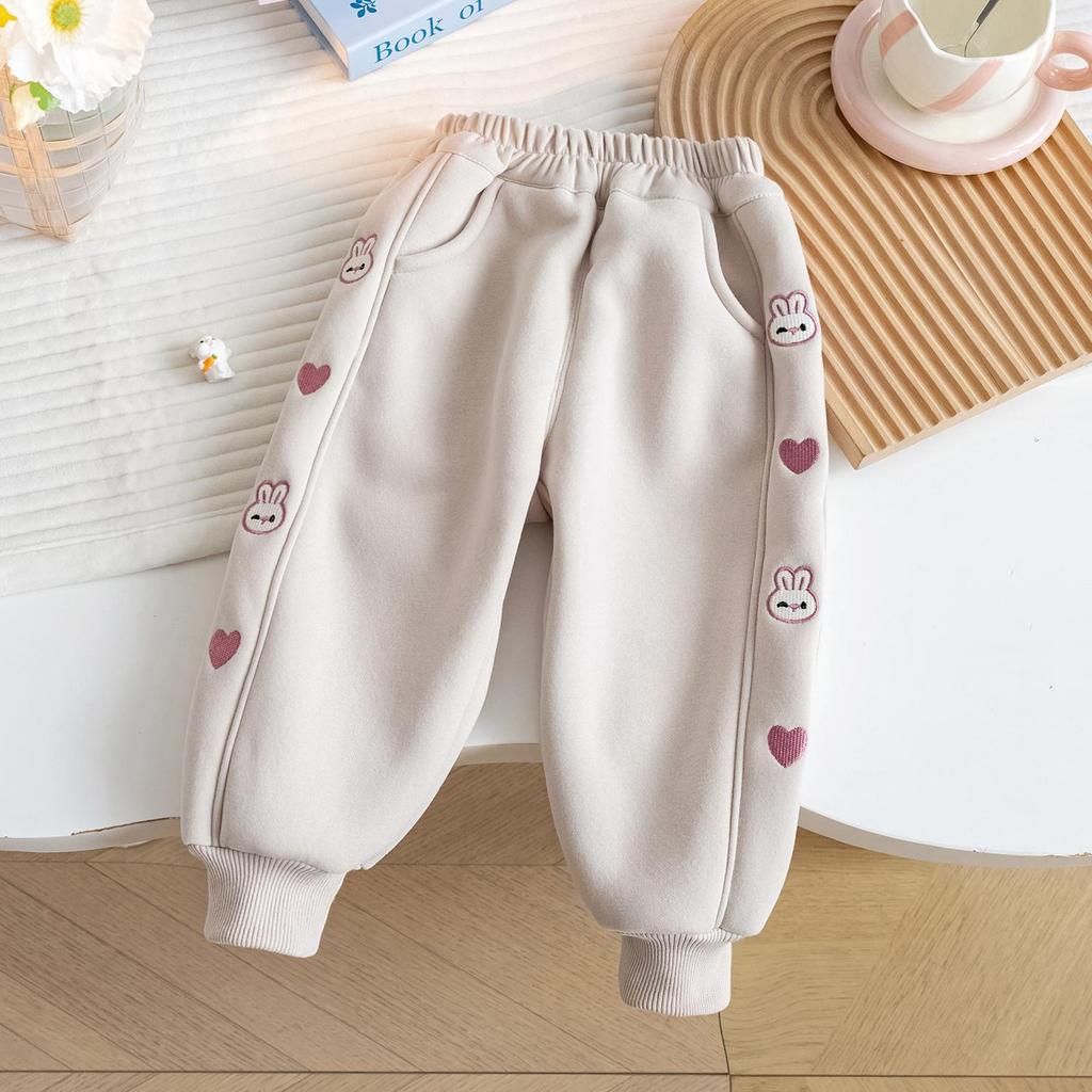 Mädchen Niedliche Cartoon Kaninchen Stickerei Sweatpants Kinder Lässige Sporthose Lange Hosen Kinderkleidung