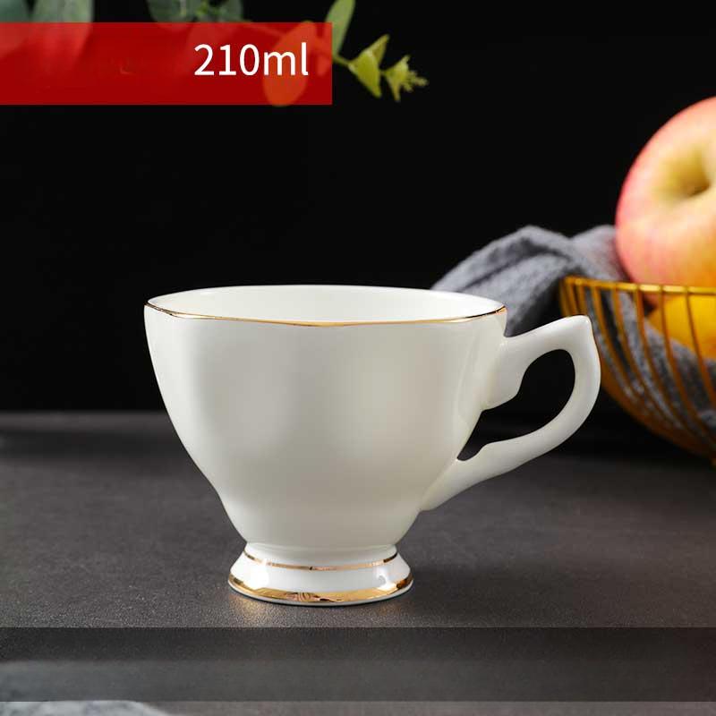 Bone China Coffee Mug with Gold Rim, 200-400ml Tea Cup with Handle White 1pc, for Espresso,Hot Cocoa,Cappuccino,Latte and Cold Drinks, Microwave Safe
