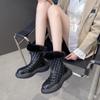 fashion snow boots women's winter new fashion round head back zipper thickened warm short boots plush cotton boots